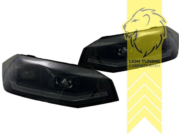 LT Set LED DRL Lightbar Halo Headlights VW Polo 2G AW 17-21 black dynamic LHD