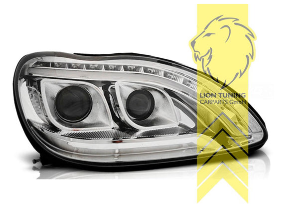 LT Halogen LED DRL Halo Headlights Mercedes W220 S-Class chrome 98-05 LHD