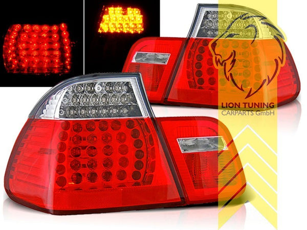 LT Pair LED REAR LIGHTS Tail Lamps Lightbar DRL BMW E46 sedan red white LHD
