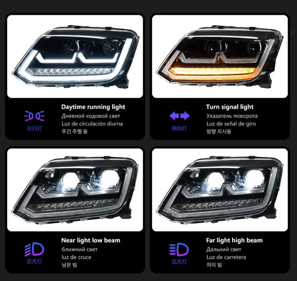 Pair LED DRL Lightbar VW AMAROK Hella 5 Lens Hid H7 Headlights LHD or RHD