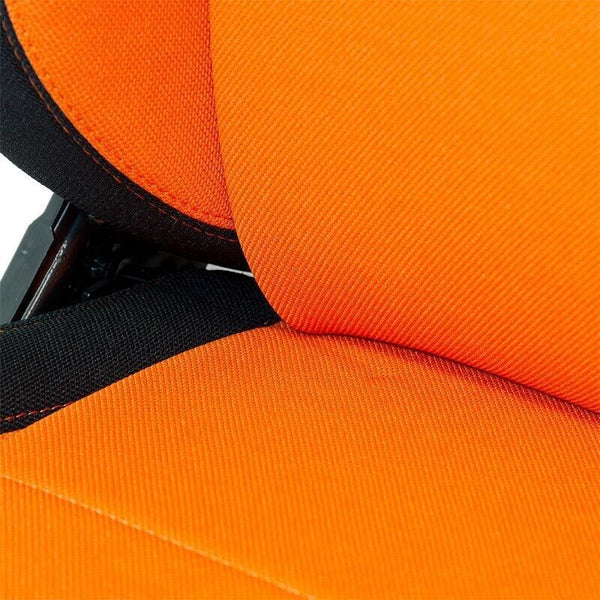 x2 Autostyle Black & ORANGE Sports Car Bucket Seats TEXTILE +slides