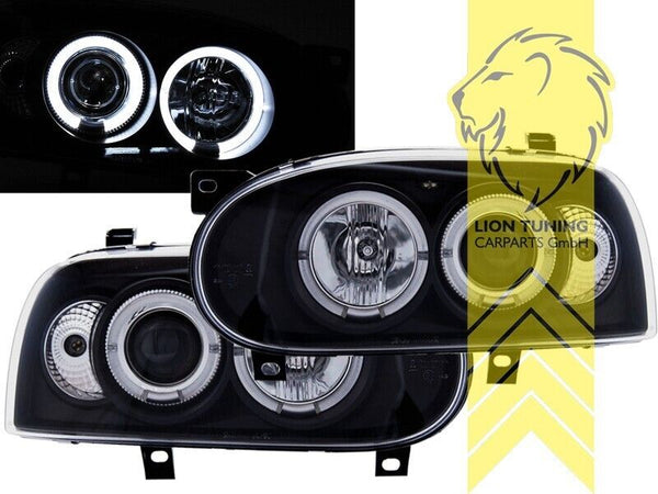 LT Pair H1 Halogen LED DRL Headlights VW Golf 3 Limo Variant Cabrio black LHD