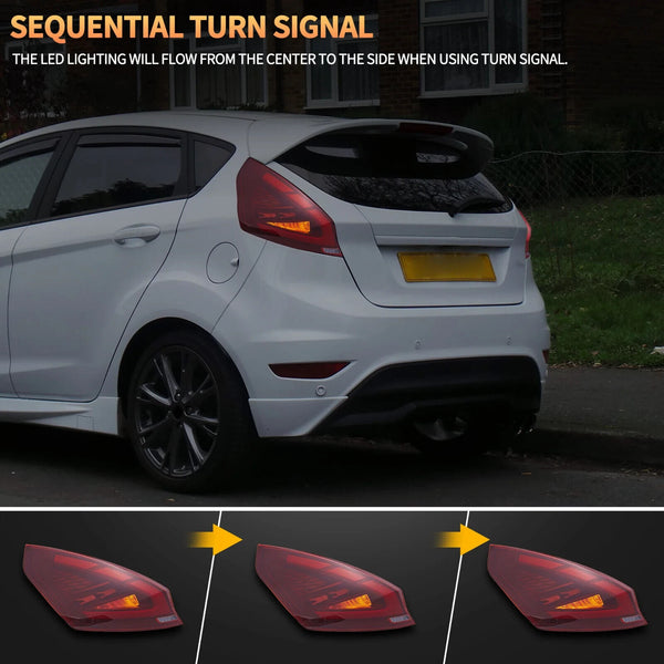 VLAND Ford Fiesta 6 MK6 Hatchback 2009-2017 LED Lightbar Rear Tail Lights ST LHD