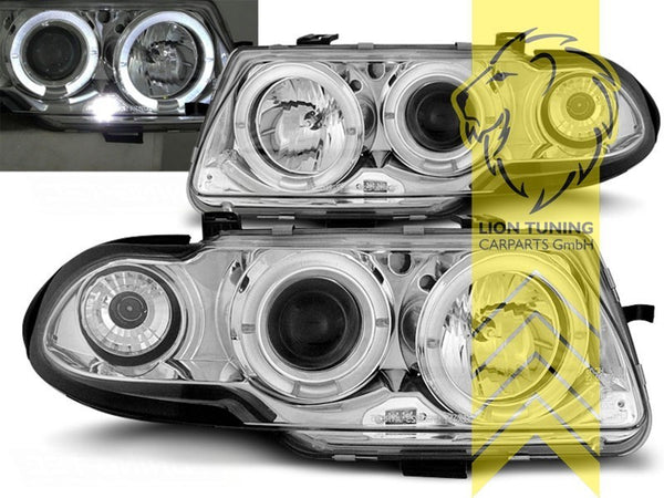 LT Pair LED DRL Angel Eye Headlights Opel Vauxhall Opel Astra F 94-00 chrome LHD