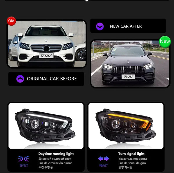 TYPY Pair Mercedes E-Class W213 16-23 LED DRL Lightbar Headlights LHD