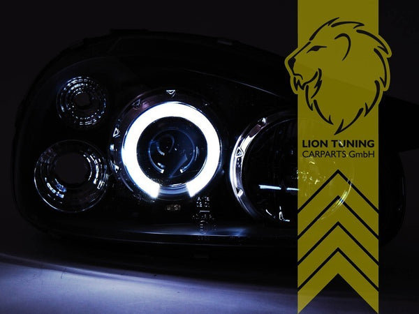 LT Pair LED DRL Angel Eye Halo Headlights Opel Corsa B Combo B 93-01 black LHD