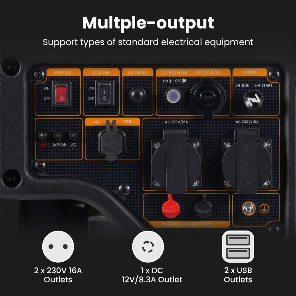 MXPR Portable Inverter Generator U Lightweight Silent Suitcase 4 Stroke Engine