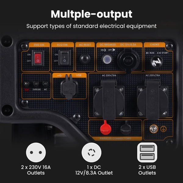 MXPR Portable Inverter Generator U Lightweight Silent Suitcase 4 Stroke Engine