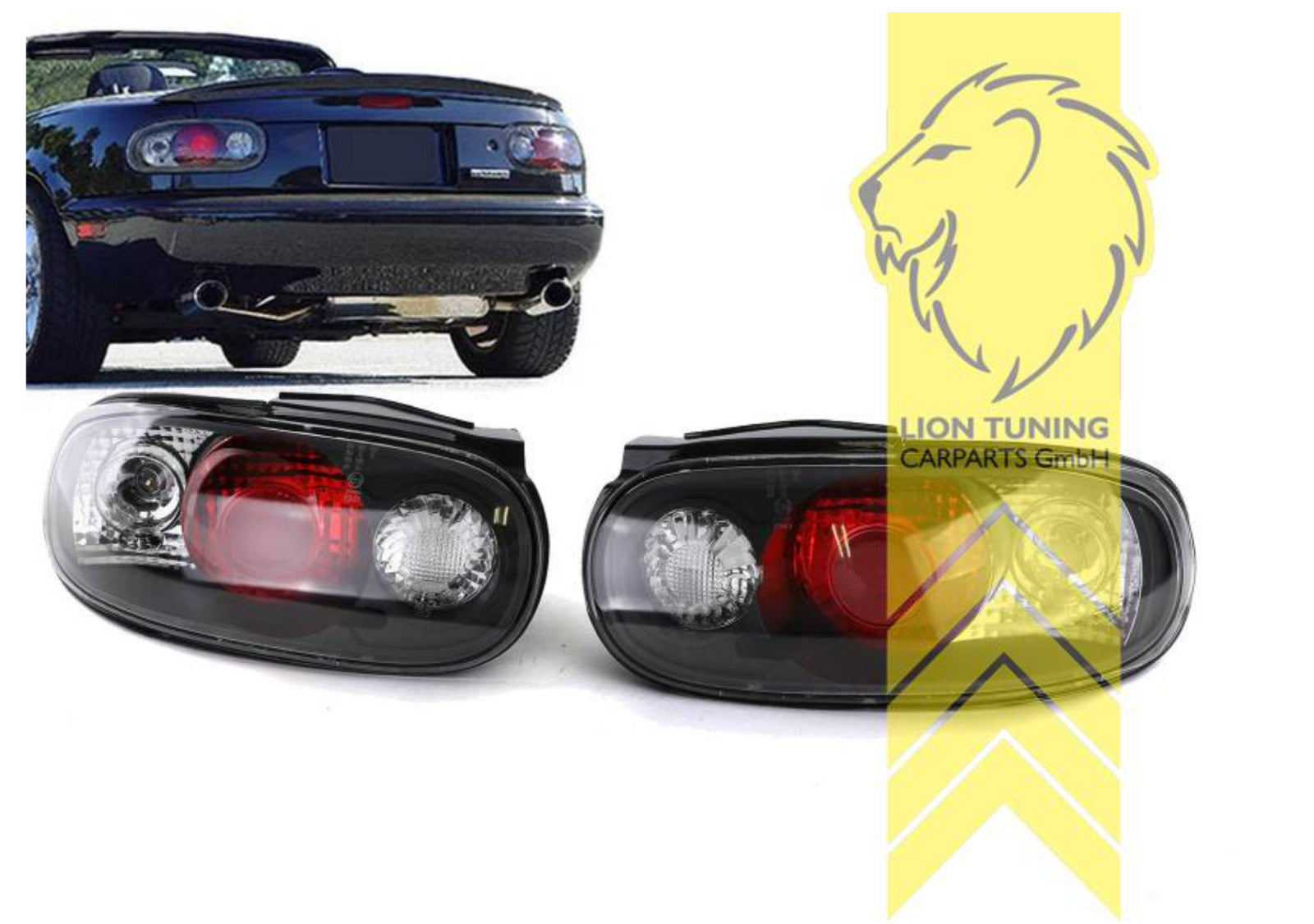 LT Pair Halogen Rear Lights Mazda MX5 1 MK1 NA Black red LHD