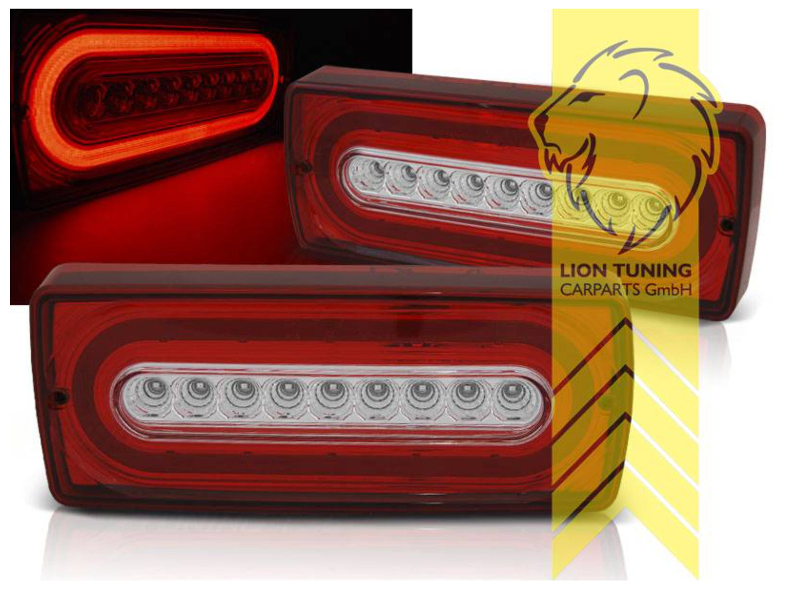 LT Pair LED DRL Lightbar Halo Ring Rear Lights Mercedes W463 G-Class red white