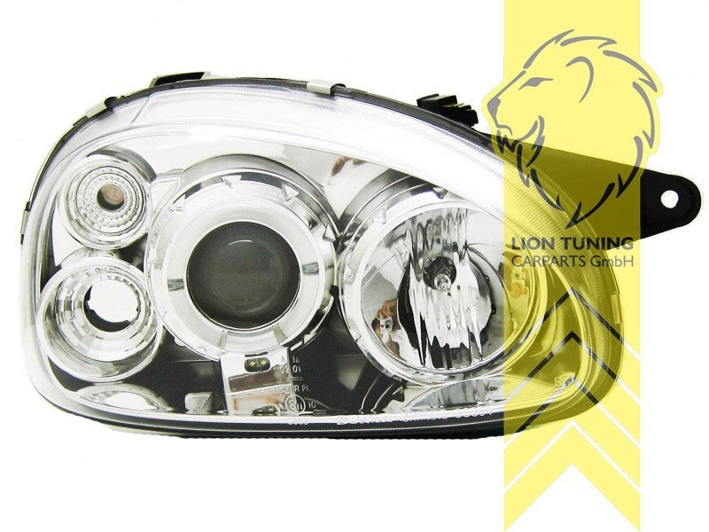 LT Pair LED DRL Halo Ring Headlights Opel Corsa B Combo B 71 93-01 chrome LHD