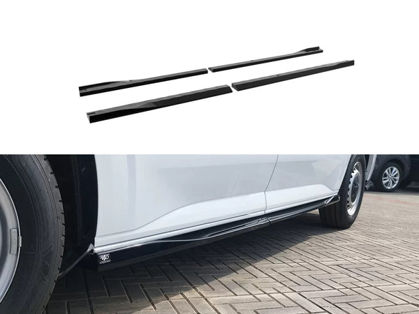 Motordrome Side Skirts Extensions Ford Transit Custom Mk2 L1 VW T7 Gloss Black