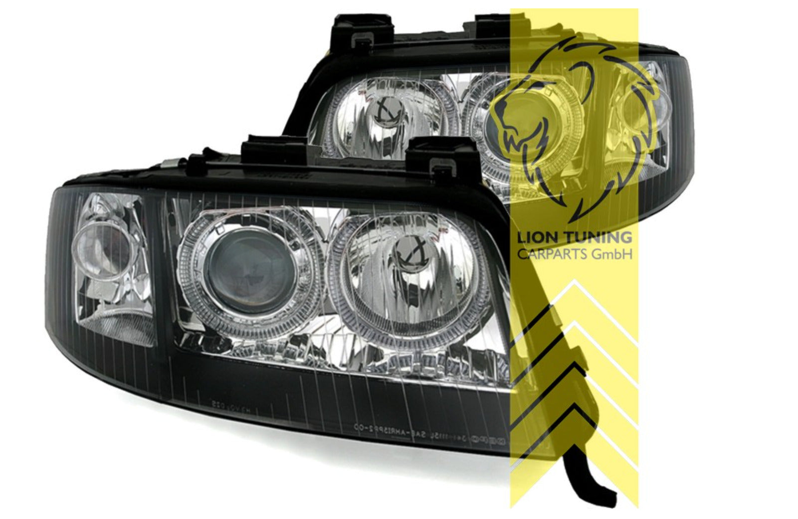 LT LED DRL Halo Ring Eye XENON Headlights Audi A6 C5 4B Saloon Avant Black LHD