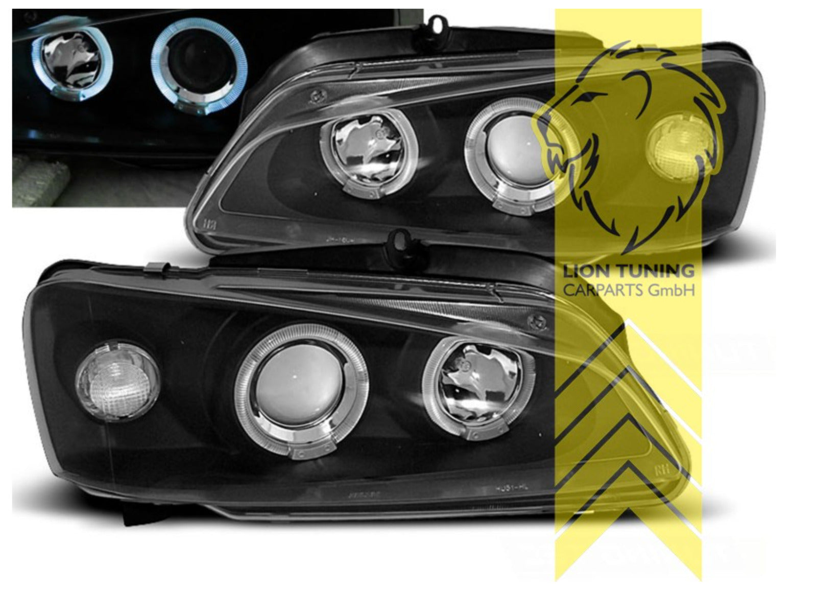 LT LED DRL Lightbar Halo Ring Headlights Peugeot 106 black LHD