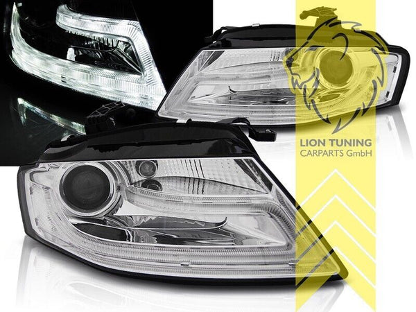 LT LED DRL Lightbar Halo Headlights Audi A4 B8 8K 07-11 Limo Avant chrome LHD