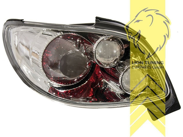 LT Pair Halogen Rear Lights Peugeot 206CC 2D 00-07 Cabriolet Clear Chrome LHD