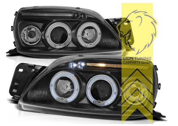 LT LED DRL Halo Ring Headlights Ford Fiesta 5 MK5 JA JB FL JAS JBS black LHD