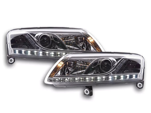 FK LED Headlights LED DRL Lightbar Audi A6 C6 4F 04-08 chrome S6 S-Line LHD