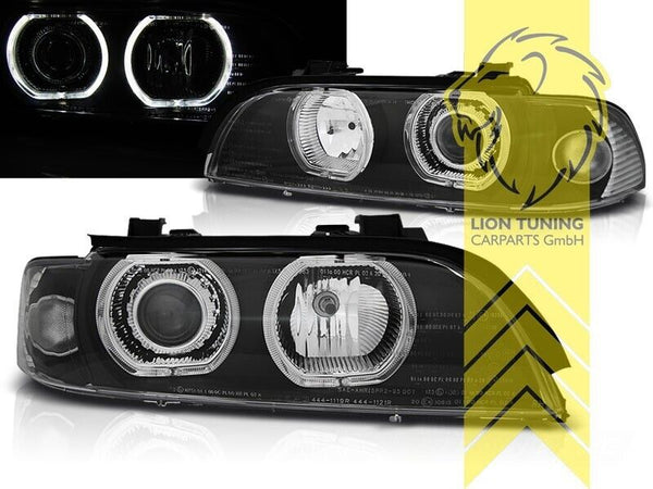 LT LED DRL Halo Ring Angel Eye Headlights BMW E39 95-00 Limo Touring black LHD