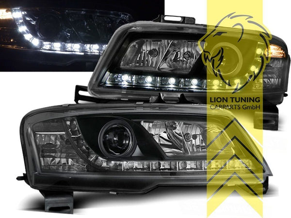 LT Pair LED DRL Lightbar Halo Ring Headlights Fiat Stilo 192 black 01-07 LHD