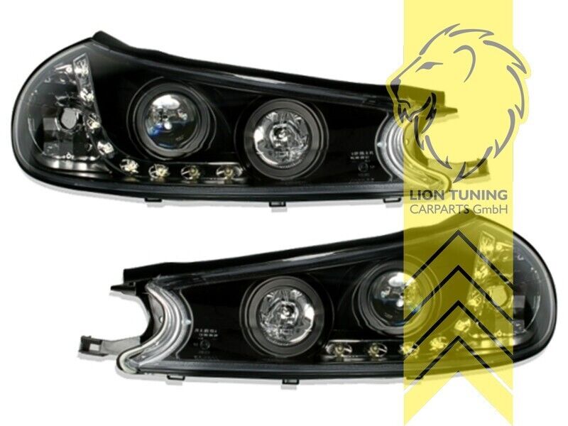 LT LED DRL Lightbar Halo Ring Headlights Ford Mondeo 2 sedan estate black LHD