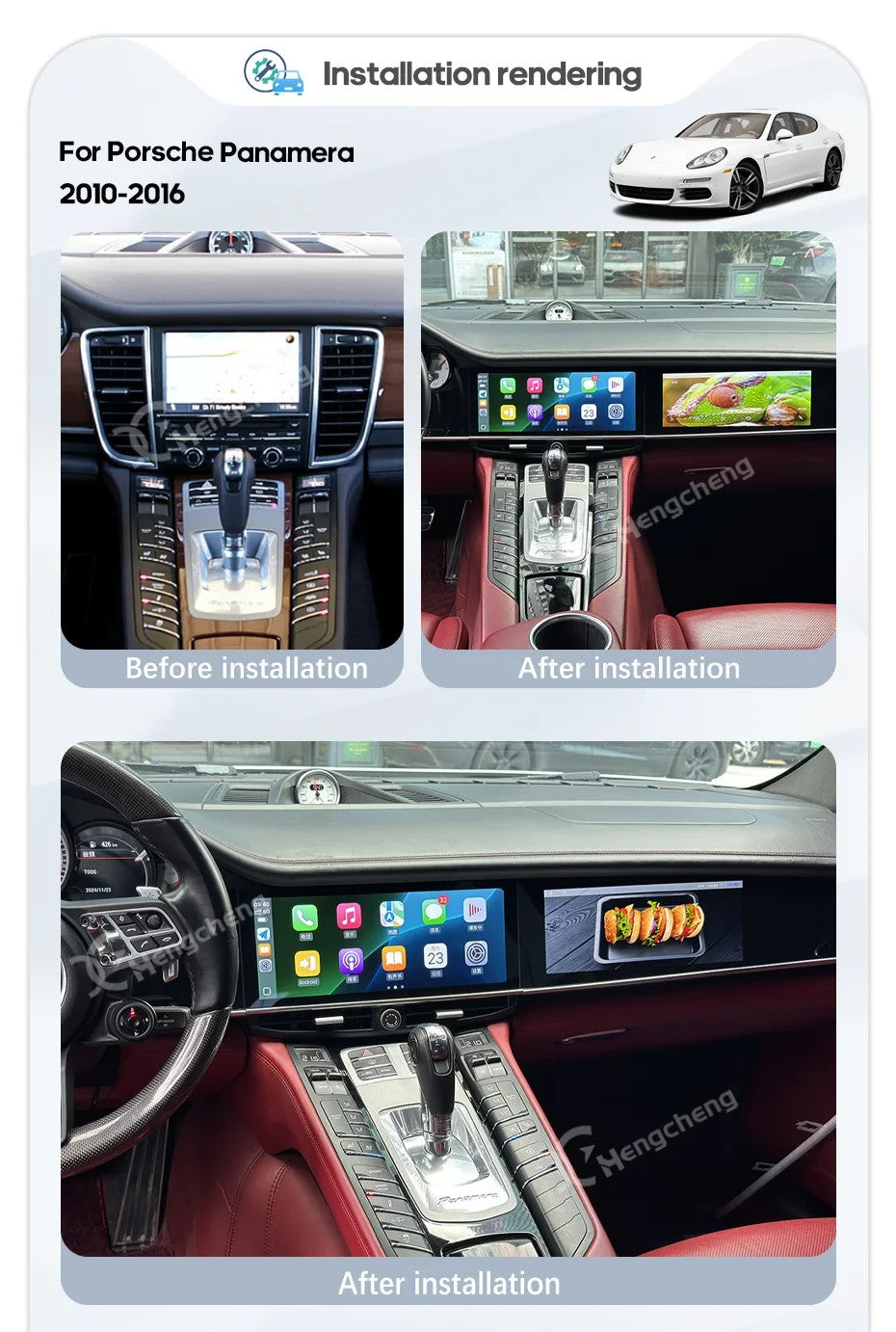 HC 12.3" Dual screen Porsche Panamera 10-16  Android 13 Carplay 4G 8Core 8x128G