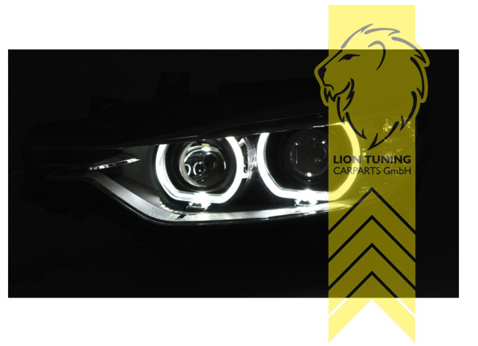 LT LED DRL Dual Halo Ring Headlights BMW F30 Sedan F31 F35 11+ Touring black LHD