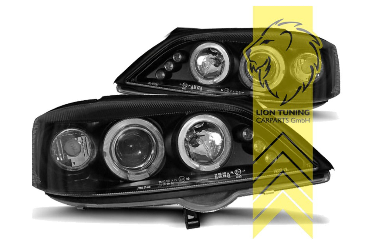 LT Set Opel Vauxhall Astra G 98-04 black LED DRL Lightbar Halo Headlights LHD