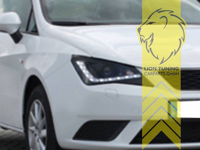 LT LED DRL Halo Lightbar Headlights Seat Ibiza 6J 1 5 8 IV 6 MK6 12-16 black LHD