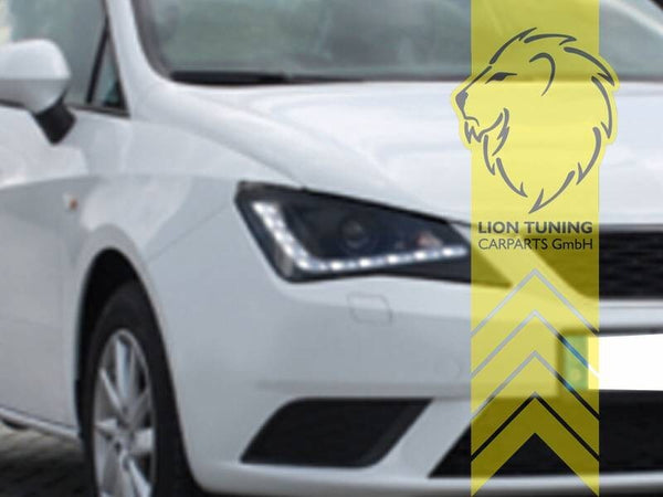 LT LED DRL Halo Lightbar Headlights Seat Ibiza 6J 1 5 8 IV 6 MK6 12-16 black LHD