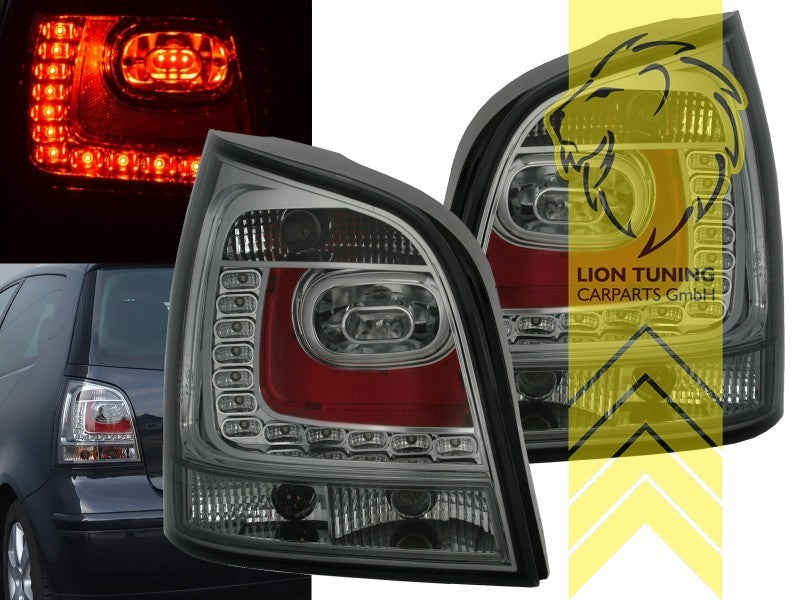 LT Pair LED Lightbar Rear Lights Tail VW Polo 9N 9N3 05-09 black smoke LHD