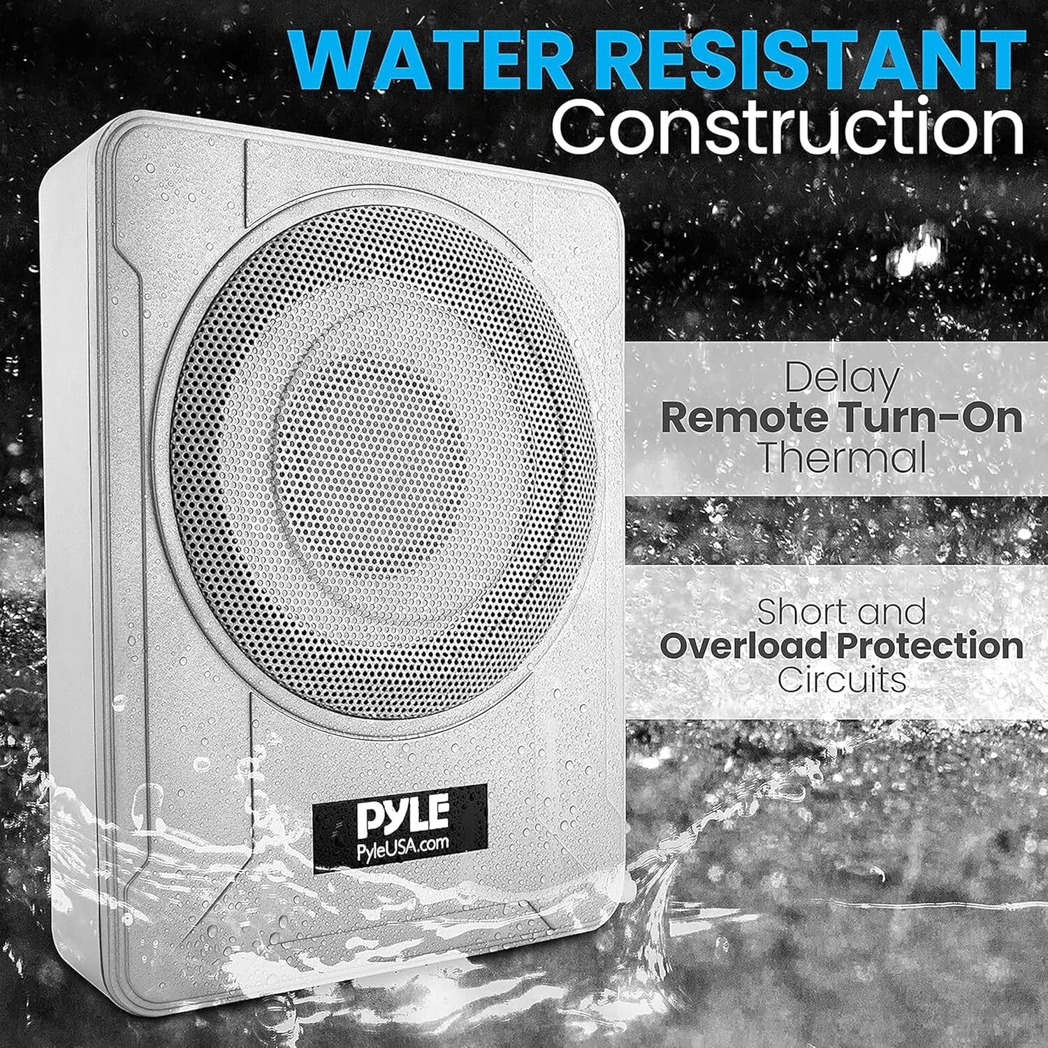 8 Inch Low Profile Amplified Subwoofer 600 Watt Compact Enclosed Under Seat