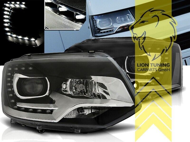 LT LED DRL Halo Lightbar Headlights VW T5 Bus Transporter Facelift 09-15 LHD