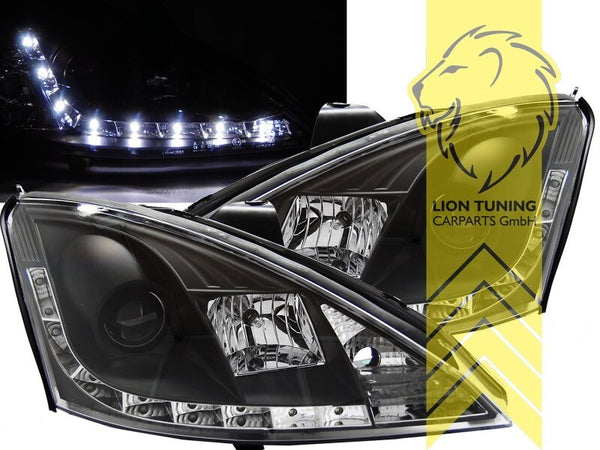 LT LED DRL Lightbar Headlights Ford Focus 1 MK1 DAW DBW DFW DNW HB SW Black LHD