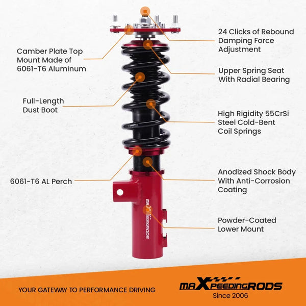 MXPR 24 Level Pro Lowering Coilovers Suspension Hyundai Veloster 2012-2016 1.6L