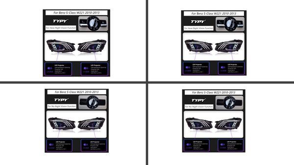 TYPY Pair Benz S-Class W221 06-13 LED DRL Lightbar Headlights LHD