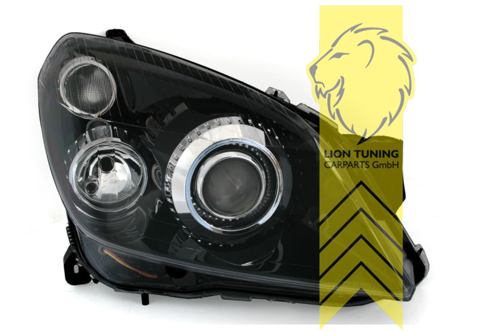 LT LED DRL Lightbar Halo Ring Headlights Opel Vauxhall Astra H black XENON LHD