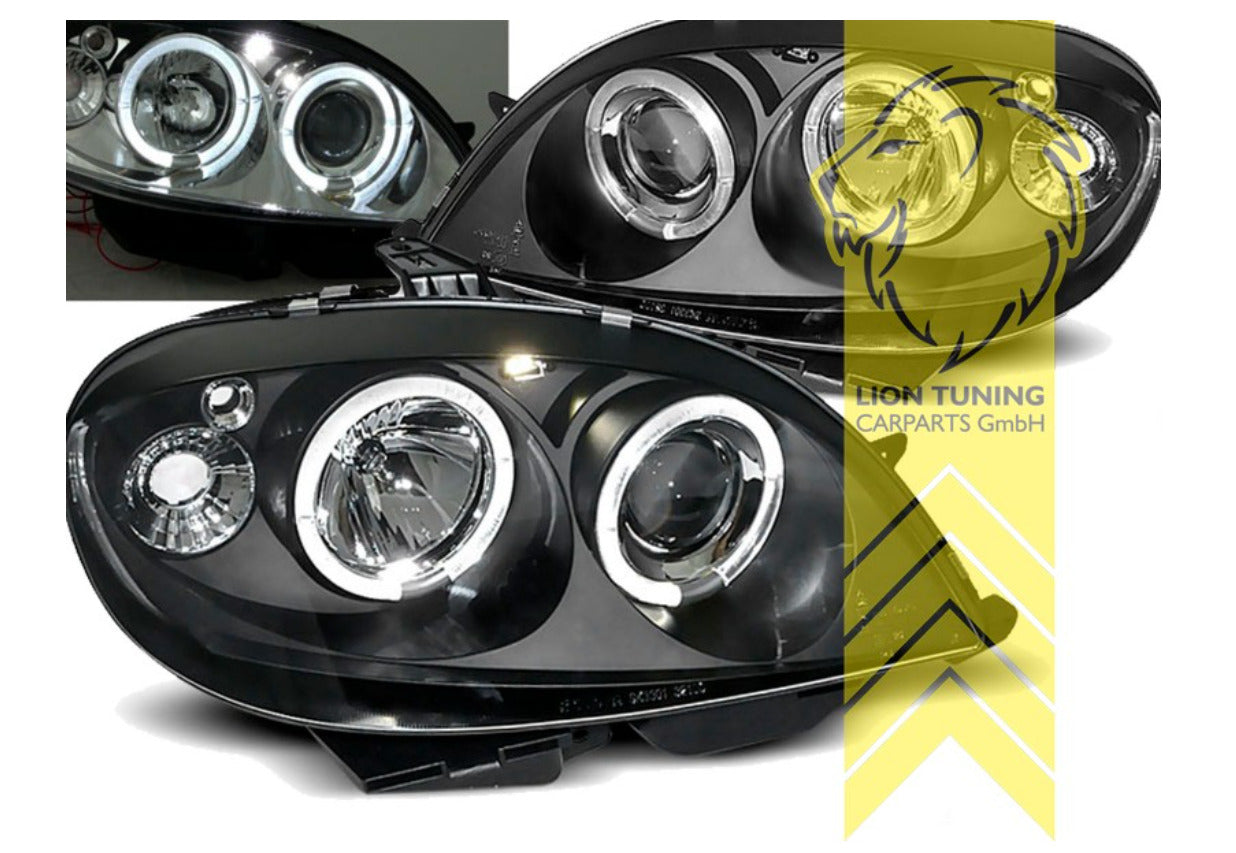 LT Set LED Angel Eye Halo Ring Headlights Citroen Saxo black S0 S1 99-04 LHD