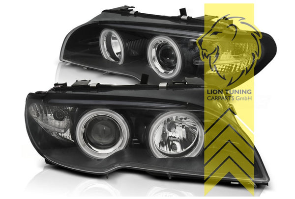 LT LED DRL CCFL Angel Eye headlights BMW 3-Series E46 Coupe Cabrio black LHD