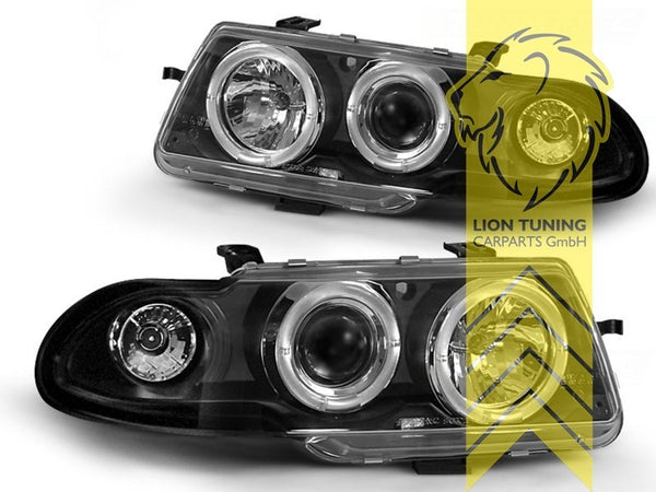 LT Pair LED DRL Angel Eye Headlights Opel Vauxhall Opel Astra F 91-94 Black LHD