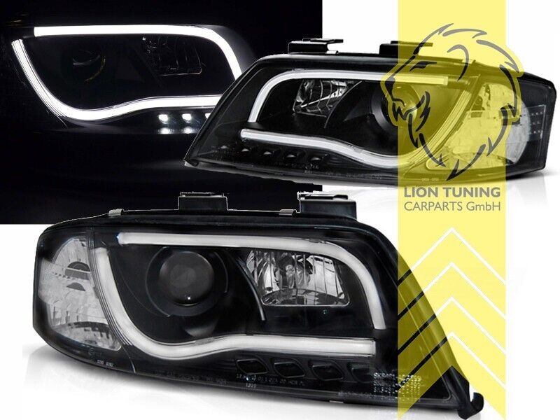 LT LED DRL Lightbar Headlights Audi A6 C5 4B Limo Avant 01-05 H1 black LHD