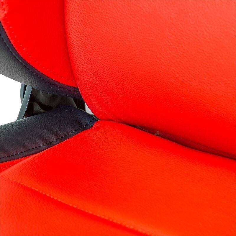 x2 Autostyle Black & Bright Red Sports Car Bucket Seats Synth Leather +slides
