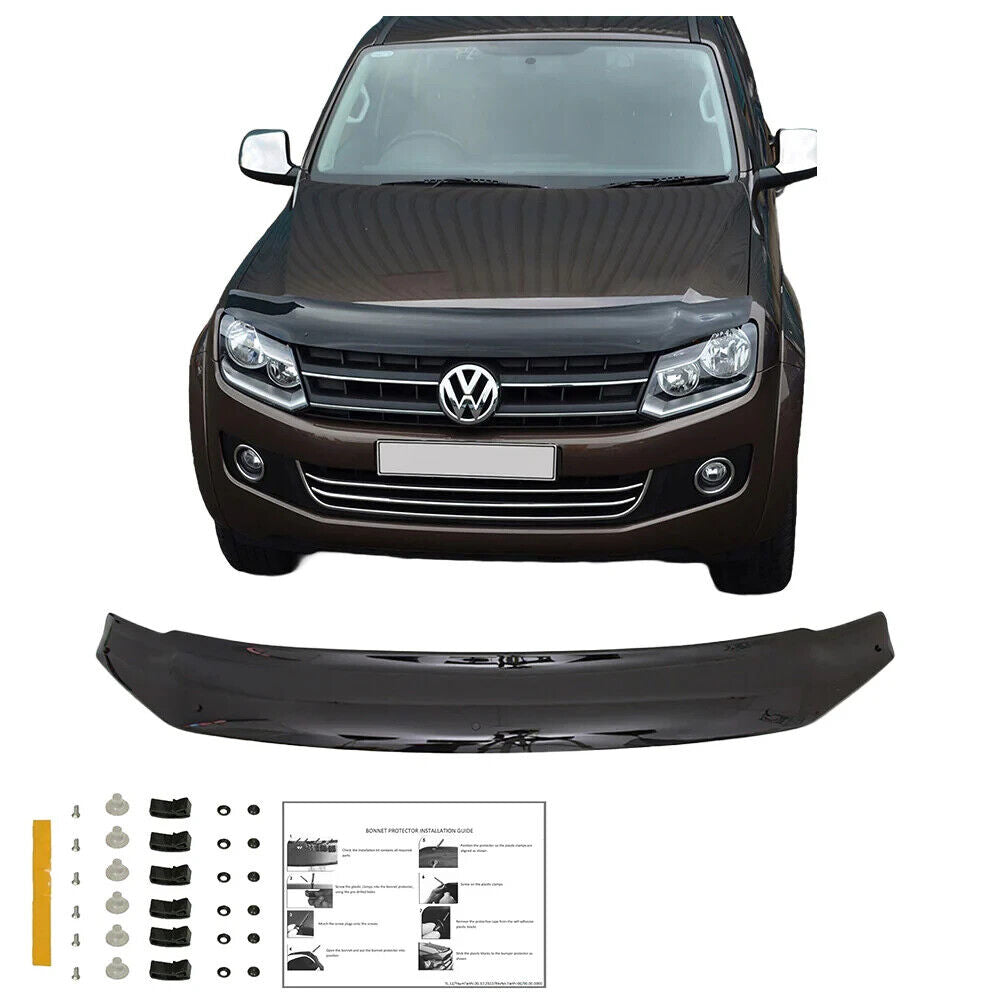 OW Bonnet Hood Protector VW Amarok MK1 Facelift 10-21 ABS Black Inc all fixings