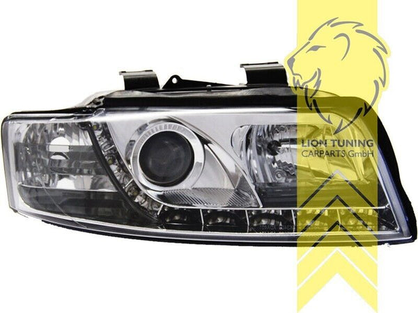 LT LED DRL Lightbar Headlights Audi A4 B6 8E Sedan Avant 00-04 H1 /H1 chrome LHD