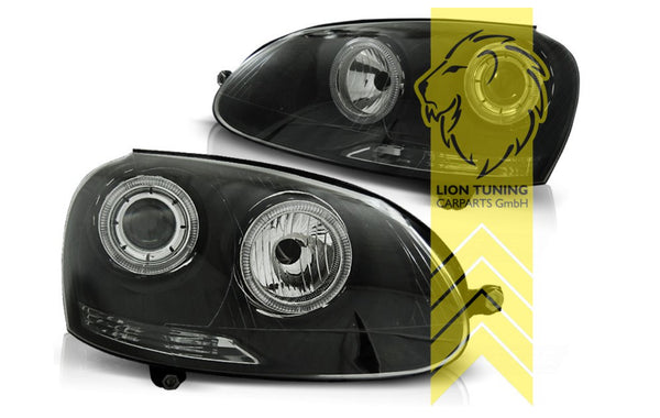 LT Set LED DRL Halo Ring HeadlightsVW Golf 5 V MK5 1K1 1K5 Sedan 03-09 Black LHD