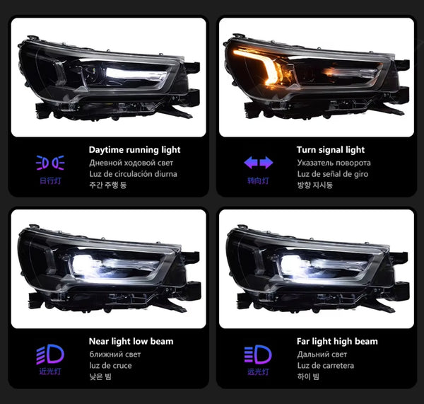 TYPY Pair LED DRL Lightbar Headlights Toyota Hilux 21-24 HILUX Head Lamp H7 LHD