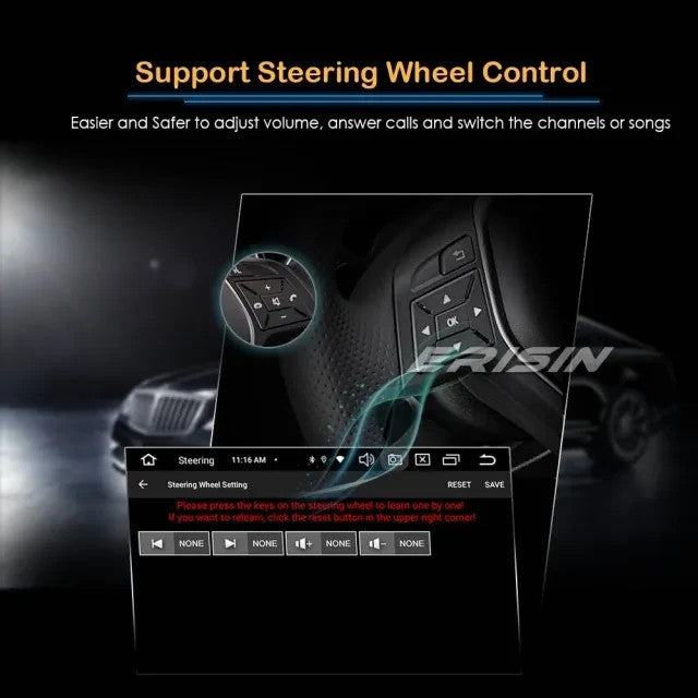 Erisin ES8588U 8-Core 4GB 64GB Android 13 GPS Stereo Head Unit 7" Motorized Touchscreen Wireless Carplay Android Auto