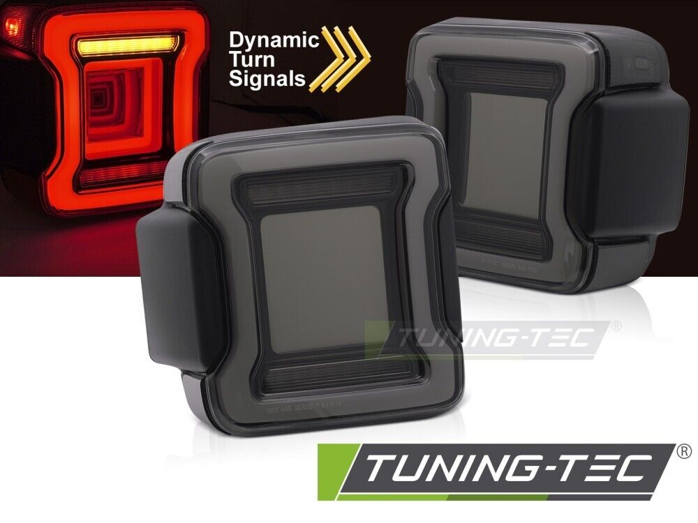 TT LED Lightbar Rear Tail Lamps CHRYSLER JEEP WRANGLER JL 18-23 SMOKE LHD