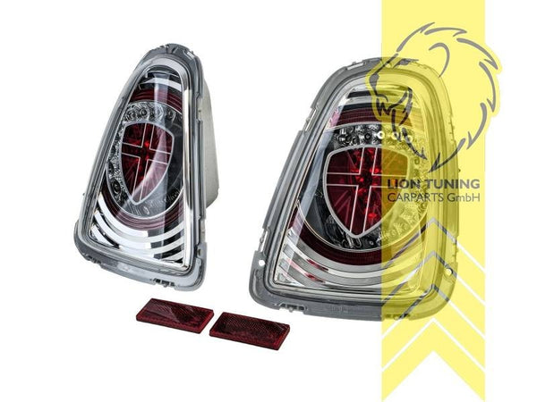 LT Pair LED Rear Lights Mini Cooper Union Jack R56 R57 10-14 chrome red LHD