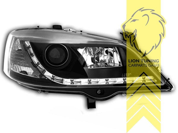 LT Pair LED DRL Lightbar Headlights Opel Vauxhall Astra G Black 98-05 Black LHD